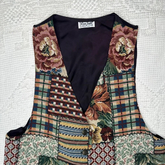 Vintage Lisa Jane Floral Tapestry Vest Size Medium New York Artsy - Picture 3 of 6